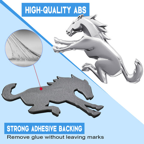 Mustang Horse Emblem Silver Stickers - 3D Chrome ABS Car Badge | Upgrade for Mustang GT/ECOBOST/Shelby | Anti-Rust & Weatherproof Auto Trim Mustang Horse Emblem Silver Stickers - 3D Chrome ABS Car Badge | Upgrade for Mustang GT/ECOBOST/Shelby | Anti-Rust & Weatherproof Auto Trim