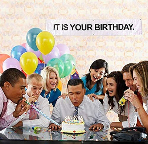 IT is Your Birthday.Vinyl Birthday Party Banner with with Metal Hanging Rings