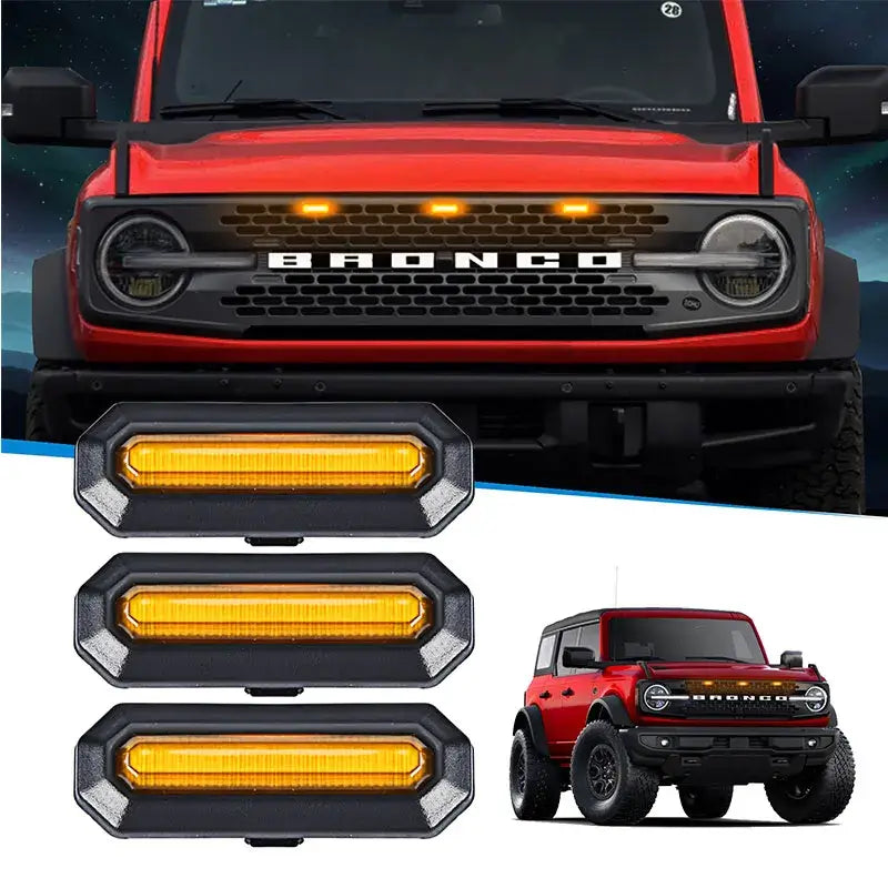 Trynatim® Bronco Front Grille Amber LED Lights For 2021-Later